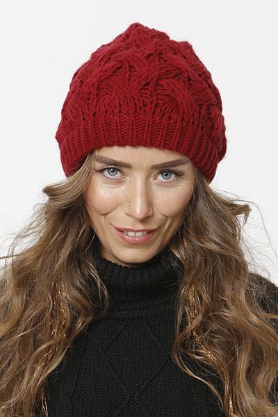 Vemod Burgundy Knitwear Beret - Women's Design with Basket Knit Lining