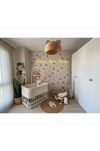 Genel Markalar Şık Bej Rattan Koala Avize, 35cm çap, modern ve doğal tasarım.