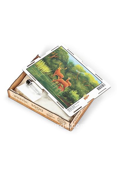 King Of Puzzle Spotted Deer Family Wooden Puzzle 1000 Pieces
