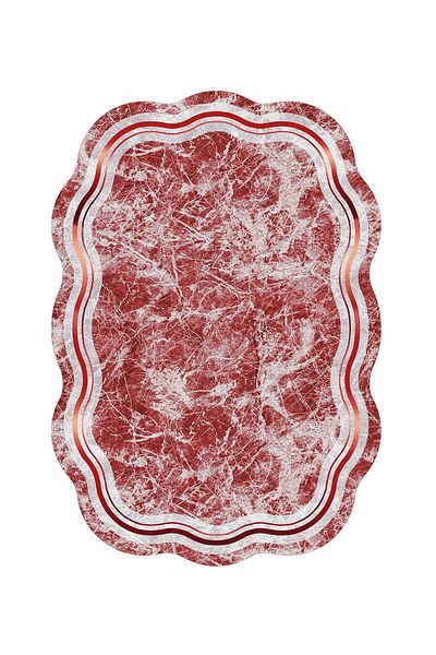 Alanur Home Laser Cut Djt 2 Pack Πλενόμενη αντιολισθητική βάση Χαλάκι μπάνιου Σετ Τουαλέτας 203 Φιγούρες Κόκκινο