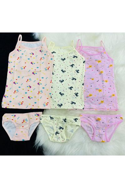 Poli Underwear Girl's 3-Piece Rope Strap Horse Athlete Slip Set 3