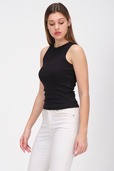 PUNKY CAT Women's Black Sleeveless Blouse