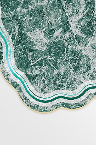 Alanur Home Laser Cut Djt 2 Piece Washable Non-Slip Base Bathroom Mat Toilet Seat Set 203 Figured Turquoise