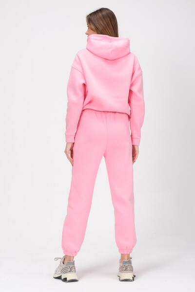 PUNKY CAT Kadın Pembe Cepli Içi Polarlı Eşofman Altı