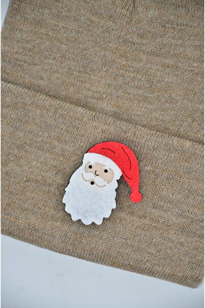 mottomia New Year/Valentine's Day Special Collection Brown Gift Beret with Santa Claus Figure