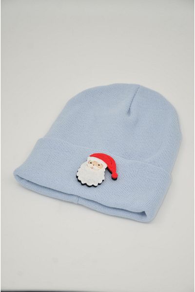 mottomia New Year/Valentine's Day Special Collection Ocean Blue Color Gift Beret with Santa Claus Figure