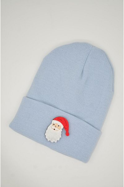 mottomia New Year/Valentine's Day Special Collection Ocean Blue Color Gift Beret with Santa Claus Figure