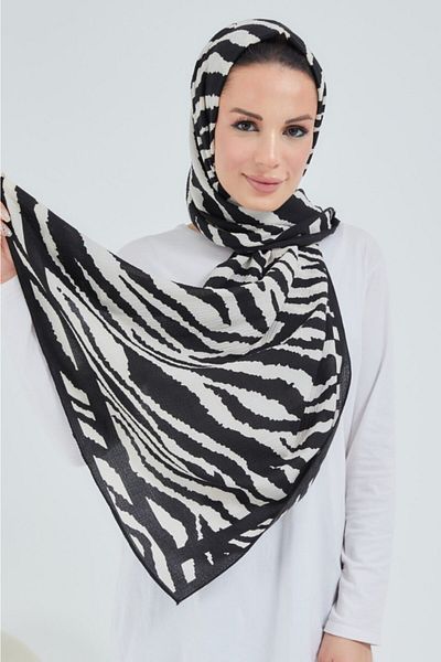 çiğdem eşarp Ları Printed Patterned Mio Jazz Shawl Zebra Pattern