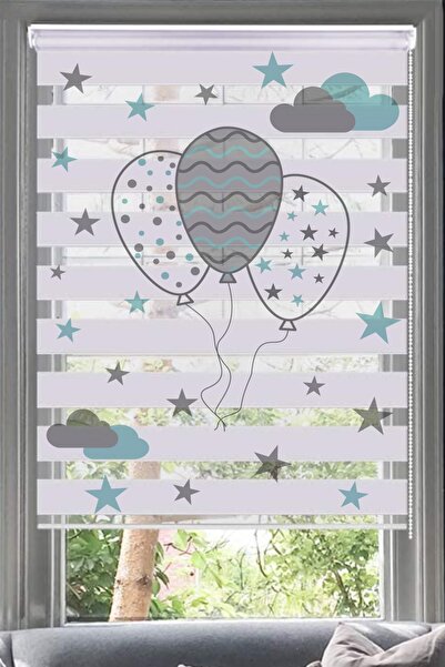 Lotus Yıldızlarda Uçan Balonlar Dijital Baskı Zebra Perde-bebek Odası-çocuk O...