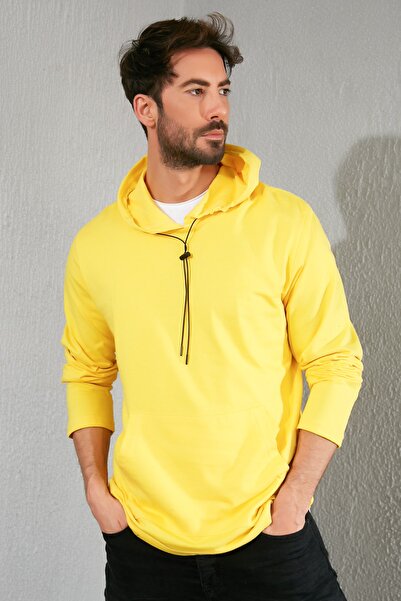 Sateen Men Sweatshirt - Yellow - Regular