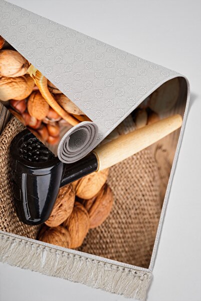 Alanur Home Eko Trend Djt 2 Li Washable Non-Slip Base Σετ χαλιών κουζίνας M12297 Καφέ κουζίνας