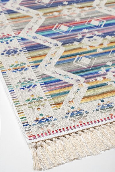 Alanur Home Eco Trend Djt Washable Non-Slip Base 3-Piece Bedroom Set F5014 Scandinavian Colorful