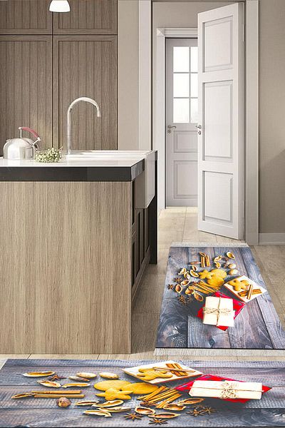 Alanur Home Eko Trend Djt 2 Li Πλενόμενη Αντιολισθητική Βάση Σετ Χαλιών Κουζίνας F5061 Κουζίνα Πολύχρωμο