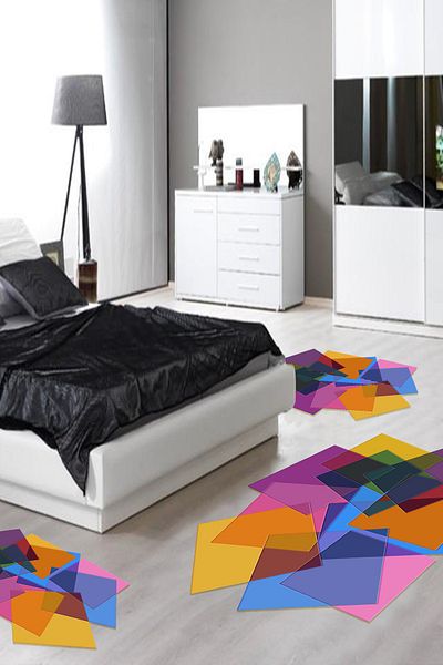 Alanur Home Eko Yıldız Djt Πλενόμενη αντιολισθητική βάση 3 τεμαχίων υπνοδωματίου S6508 Φιγούρα πολύχρωμο
