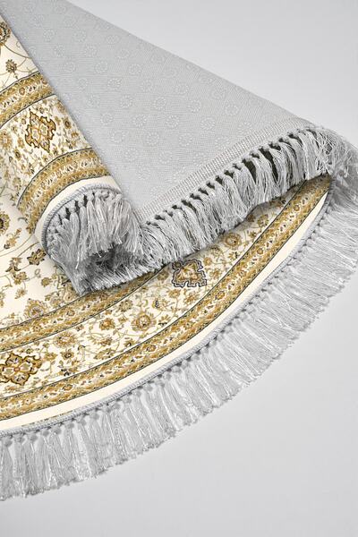 Alanur Home Eco Trend Djt Washable Non-Slip Base Oval 3-Piece Bedroom Set P1360 Ottoman Cream