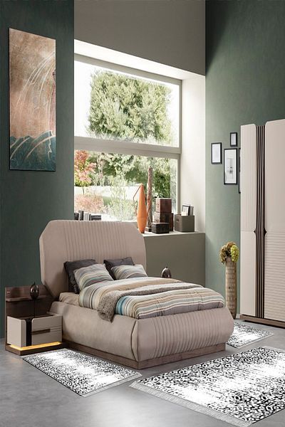Alanur Home Eko Trend Djt Πλενόμενη αντιολισθητική βάση 3 τεμαχίων κρεβατοκάμαρας Mu123 Nordic White