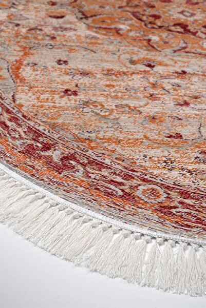 Alanur Home Eco Trend Djt Washable Non-Slip Base Oval 3-Piece Bedroom Set P1356 Vintage Red