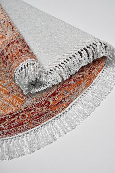 Alanur Home Eco Trend Djt Washable Non-Slip Base Oval 3-Piece Bedroom Set P1356 Vintage Red