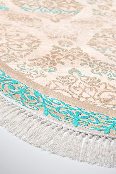 Alanur Home Eko Trend Djt 2 Piece Washable Oval Base Bathroom Mat 1376 Classic Turquoise (50 X 80 - 40 X 50)