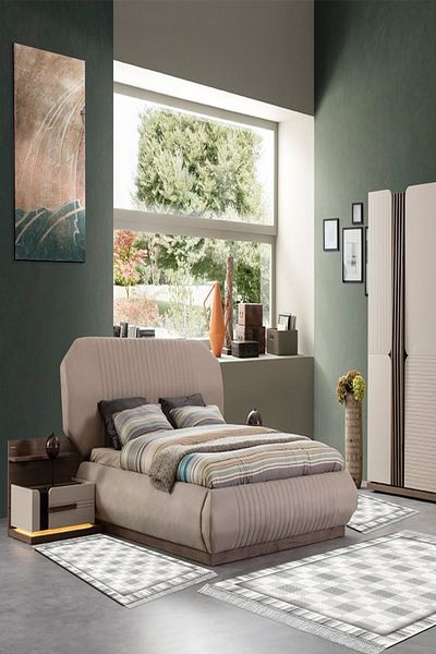 Alanur Home Eko Trend Djt Πλενόμενη αντιολισθητική βάση 3 τεμαχίων κρεβατοκάμαρας 1913 Μοντέρνο Γκρι