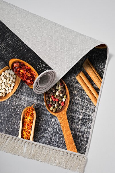 Alanur Home Eko Trend Djt 2 Li Πλενόμενη Αντιολισθητική Βάση Σετ χαλιών κουζίνας Mu170 Kitchen Black