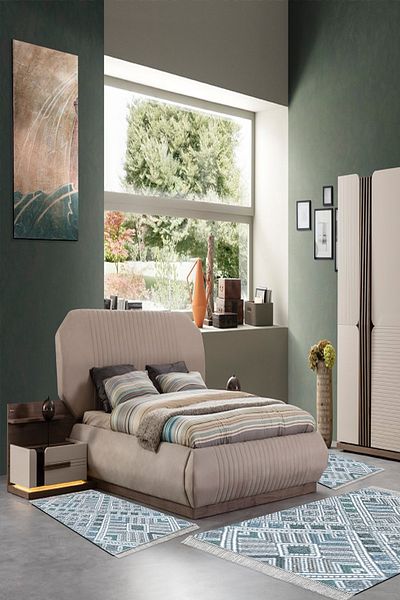 Alanur Home Eko Trend Djt Πλενόμενη αντιολισθητική βάση 3 τεμαχίων κρεβατοκάμαρας 2029 Μοντέρνο Μπλε