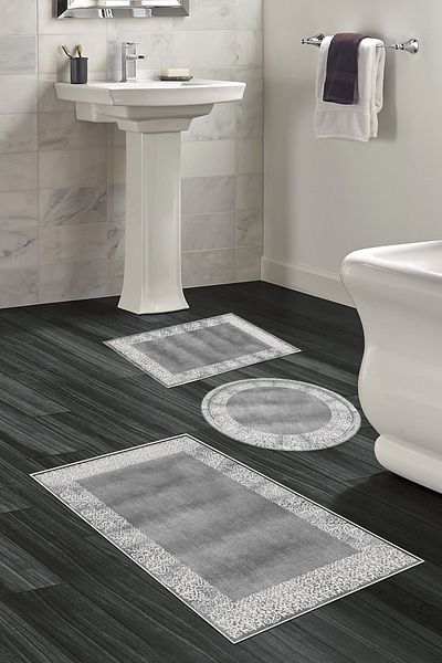 Alanur Home Eko Trend Djt 3-Pece Washable Non-Slip Σετ πατάκι μπάνιου 1460 Μοντέρνο Γκρι
