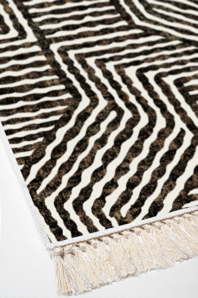 Alanur Home Eko Trend Djt 2 Piece Washable Non-Slip Base Bathroom Mat 713 Modern Brown (60 X 100 - 50 X 60)