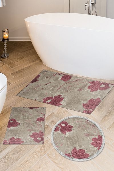Alanur Home Eko Trend Djt 3-Pece Washable Non-Slip Σετ πατάκι μπάνιου 660m Ακουαρέλα σε σκόνη