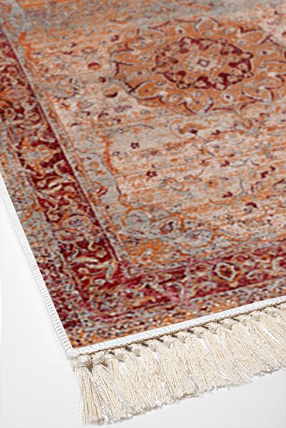 Alanur Home Eco Trend Djt 3-Piece Washable Non-Slip Base Bathroom Mat Set P1356 Vintage Red