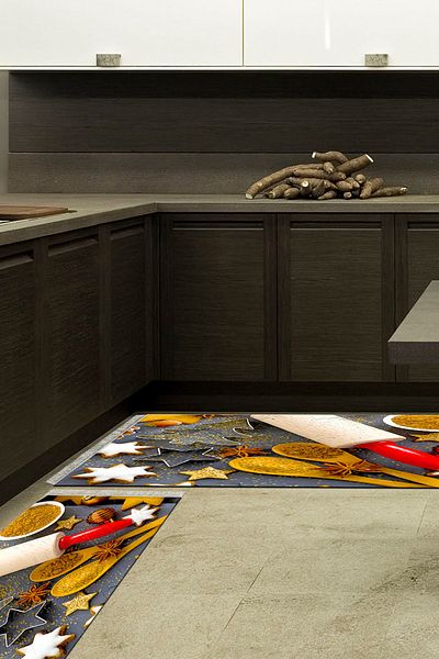 Alanur Home Eko Trend Djt 2 Li Πλενόμενη Αντιολισθητική Βάση Σετ Χαλιά Κουζίνας F5064 Κουζίνα Πολύχρωμο