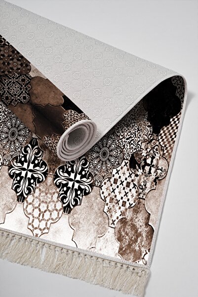 Alanur Home Eko Trend Djt Yıkanabilir Kaymaz Taban 3 Lü Yatak Odası Takımı Mu120 Patchwork Kahve