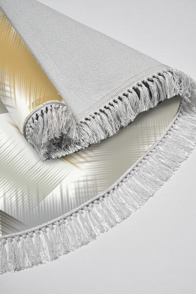 Alanur Home Eco Trend Djt 2 Piece Washable Base Oval Bathroom Mat S1030 Modern Cream (60 X 100 - 50 X 60)