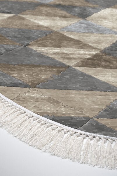 Alanur Home Eco Trend Djt 2 Piece Washable Base Oval Bathroom Mat 661 Scandinavian Beige (60 X 100 - 50 X 60)