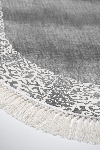 Alanur Home Eco Trend Djt - 2-Piece Washable Non-Slip Based Oval Bath Mat 1460, Modern Gray (60X100 - 50X60)