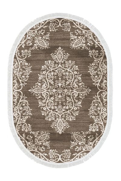 Alanur Home Eko Trend Djt 2 Li Πλενόμενη Βάση Οβάλ Χαλάκι Μπάνιου 762 Ottoman Mink (60 X 100 - 50 X 60)