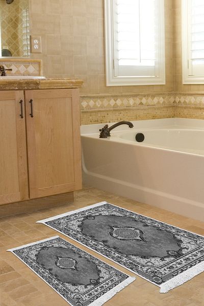 Alanur Home Eko Trend Djt 2 Pack Πλενόμενο Αντιολισθητικό Χαλάκι Μπάνιου 721 Classic Anthracite (50 X 80 - 40 X 50)