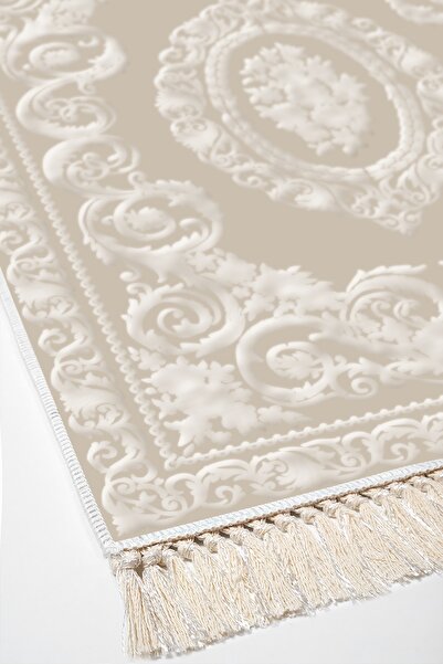 Alanur Home Eko Trend Djt 2 Piece Washable Non-Slip Base Bathroom Mat 747 Classic Beige (60 X 100 - 50 X 60)