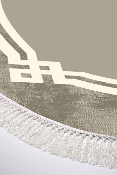 Alanur Home Eko Trend Djt 2 Piece Washable Non-Slip Base Oval Bathroom Mat 657m Modern Camel (50 X 80 - 40 X 50)