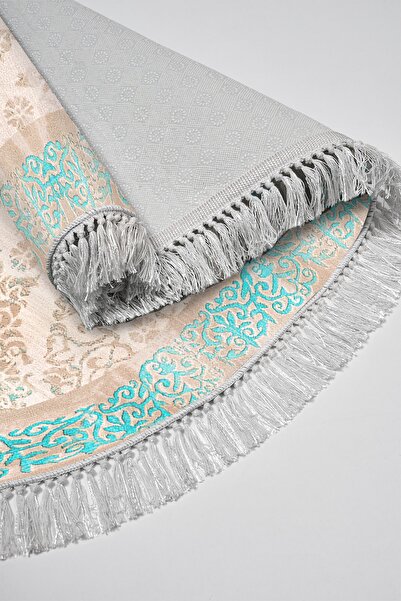 Alanur Home Eko Trend Djt 2 Piece Washable Base Oval Bathroom Mat 1376 Classic Turquoise (60 X 100 - 50 X 60)