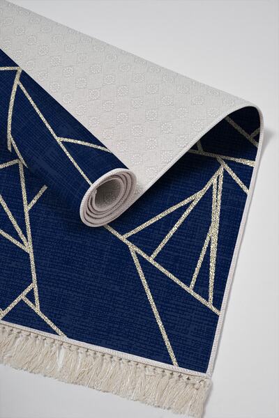 Alanur Home Eko Trend Djt 2 Прати можна Нековзна основа Килимок для ванної кімнати 717 Сучасний Синій (60 X 100 - 50 X 60)