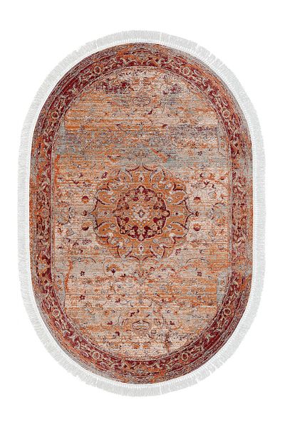 Alanur Home Eko Trend Djt 2 Li Πλενόμενη Βάση Οβάλ Χαλάκι Μπάνιου P1356 Vintage Red (50 X 80 - 40 X 50)
