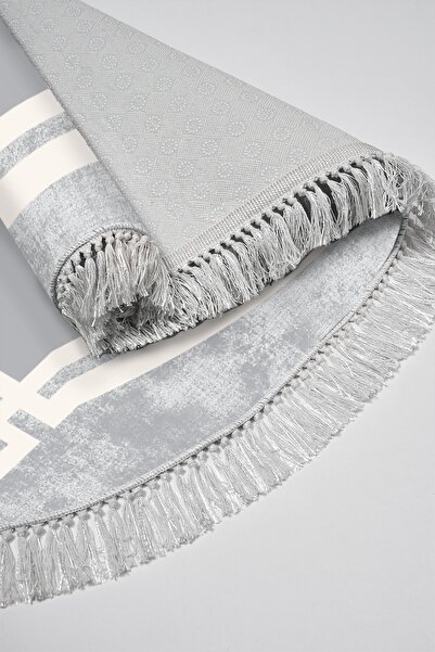 Alanur Home Eko Trend Djt 2 Li Yıkanabilir Kaymaz Taban Oval Banyo Paspas 657m Modern Gri (50 X 80 - 40 X 50)