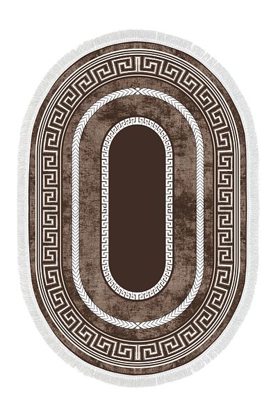 Alanur Home Eko Trend Djt 2 Pack Πλενόμενη αντιολισθητική βάση Οβάλ Χαλάκι μπάνιου 651m Μοντέρνο Καφέ (50 X 80 - 40 X 50)