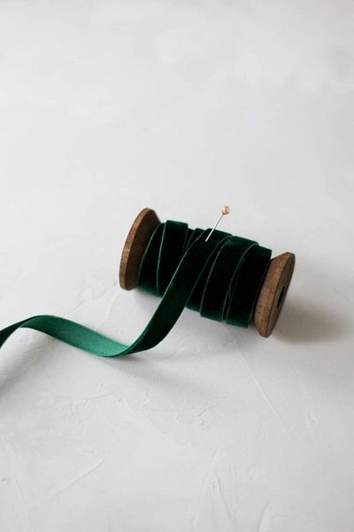 E Elmas Σκούρο πράσινο βελούδινο κορδέλα (1CM - 5M)