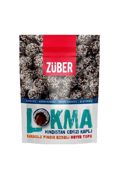 Züber Lokma Coconut Covered Cocoa Hazelnut Paste Fruit Ball