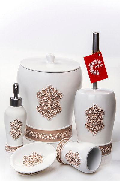 MUKKO HOME Πολυεστερικό Σετ Μπάνιου 5 τεμαχίων Palace Brown Bat010