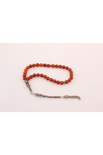 OSMANLI DEĞERLİ TAŞ Mărgele de rugăciune din agat autentic din Yemen 33 - piatră naturală, cu accesorii din argint, 8 mm certificat