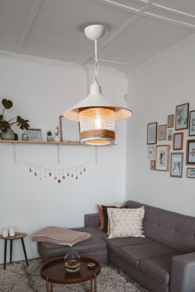 avizade Şapkalı Modern Halatlı Beyaz Tekli Sarkıt-salon-mutfak-balkon-çocuk O...