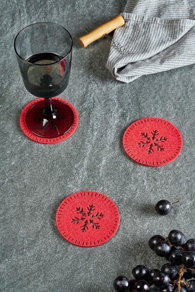 evdeucuz Snowflake Coasters 6 Pieces